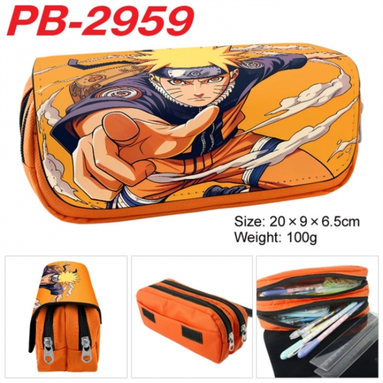 Naruto Anime double-layer pu leather printing pencil case 20x9x6.5cm