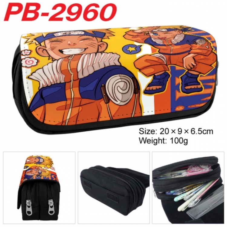 Naruto Anime double-layer pu leather printing pencil case 20x9x6.5cm