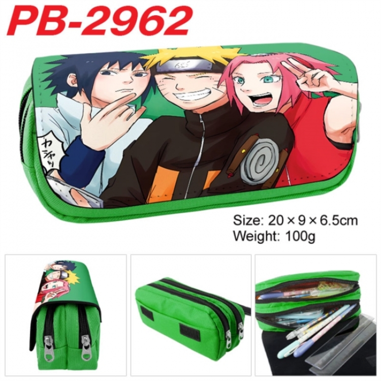 Naruto Anime double-layer pu leather printing pencil case 20x9x6.5cm