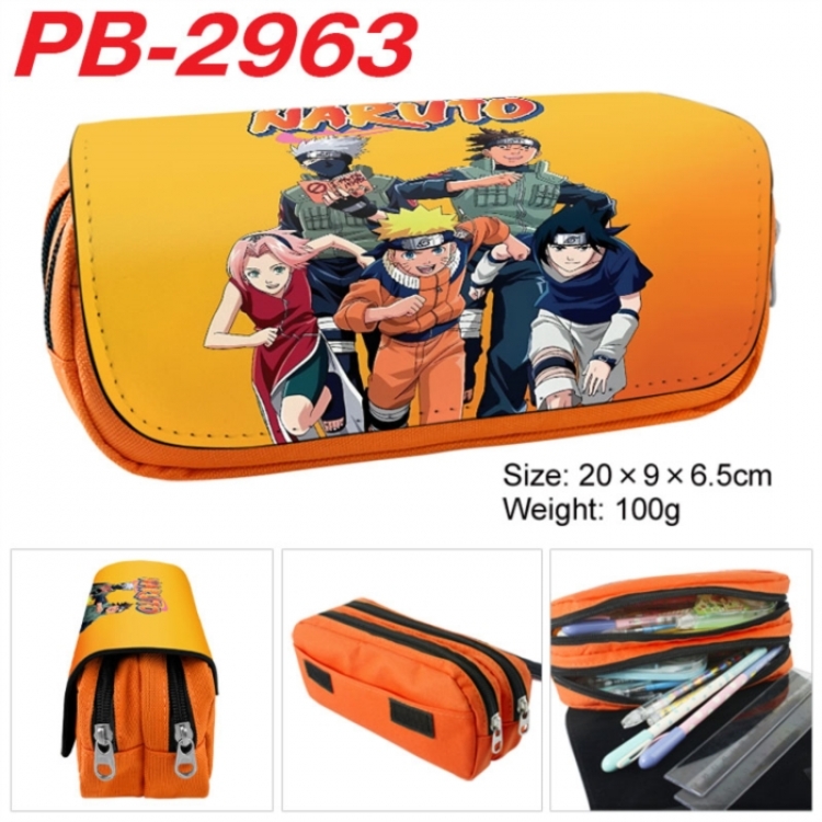 Naruto Anime double-layer pu leather printing pencil case 20x9x6.5cm