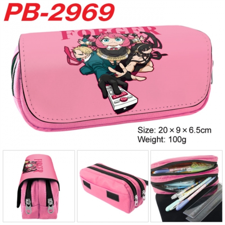 SPY×FAMILY Anime double-layer pu leather printing pencil case 20x9x6.5cm