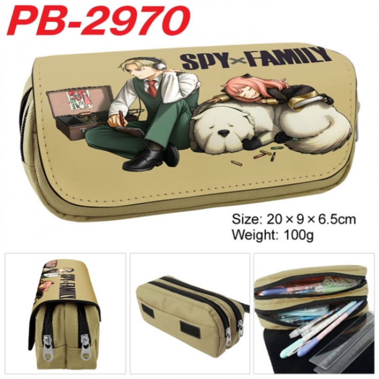 SPY×FAMILY Anime double-layer pu leather printing pencil case 20x9x6.5cm