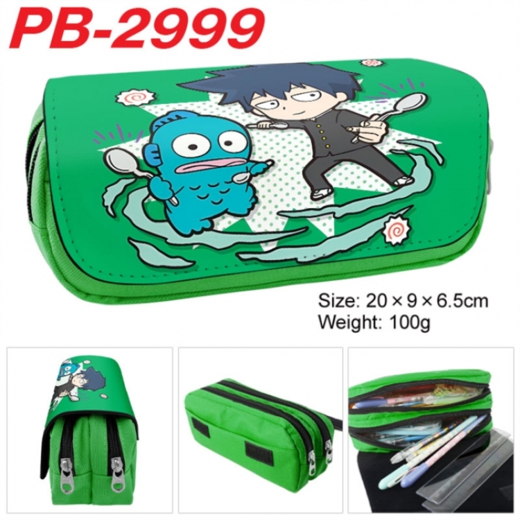 Mob Psycho 100 Anime double-layer pu leather printing pencil case 20x9x6.5cm