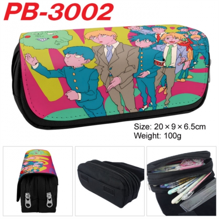 Mob Psycho 100 Anime double-layer pu leather printing pencil case 20x9x6.5cm