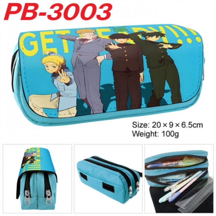 Mob Psycho 100 Anime double-layer pu leather printing pencil case 20x9x6.5cm