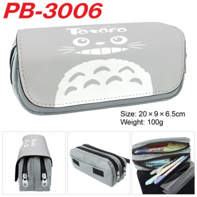 TOTORO Anime double-layer pu leather printing pencil case 20x9x6.5cm