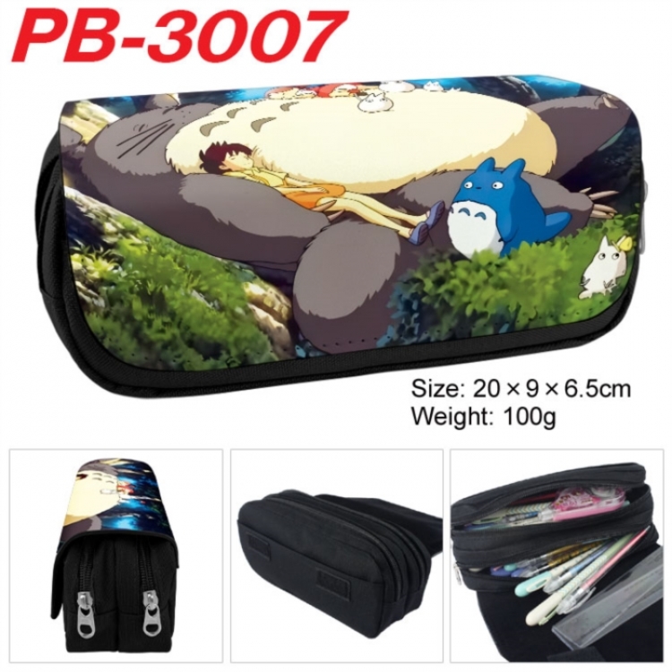 TOTORO Anime double-layer pu leather printing pencil case 20x9x6.5cm