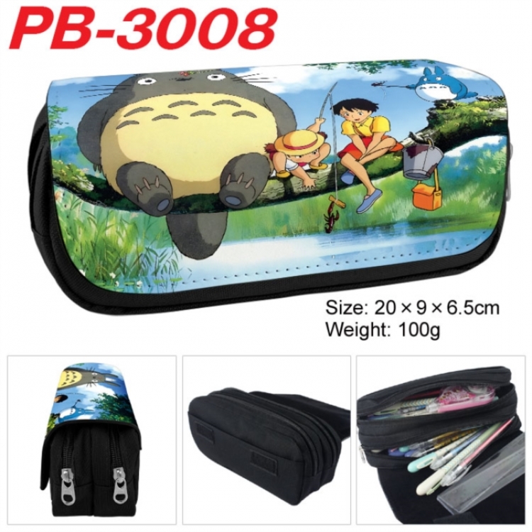 TOTORO Anime double-layer pu leather printing pencil case 20x9x6.5cm