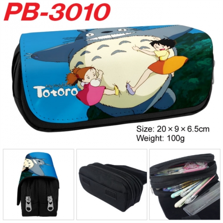 TOTORO Anime double-layer pu leather printing pencil case 20x9x6.5cm