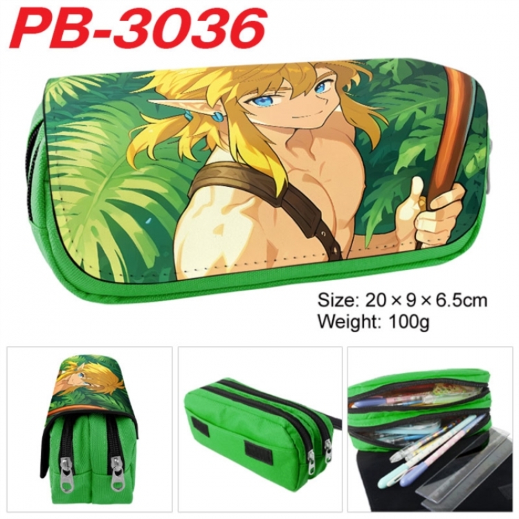 The Legend of Zelda Anime double-layer pu leather printing pencil case 20x9x6.5cm