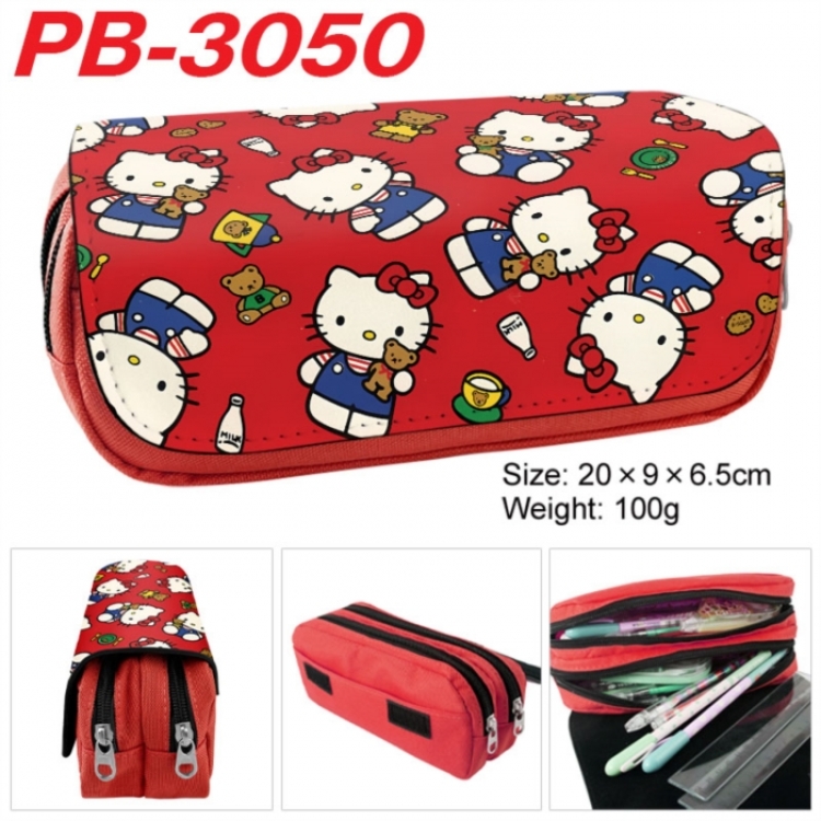 Sanrio Anime double-layer pu leather printing pencil case 20x9x6.5cm
