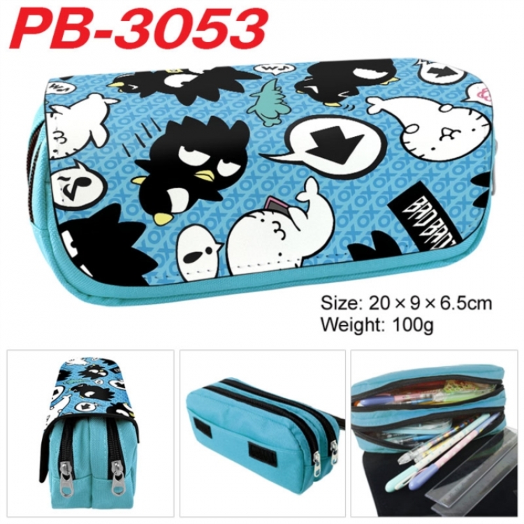 Sanrio Anime double-layer pu leather printing pencil case 20x9x6.5cm