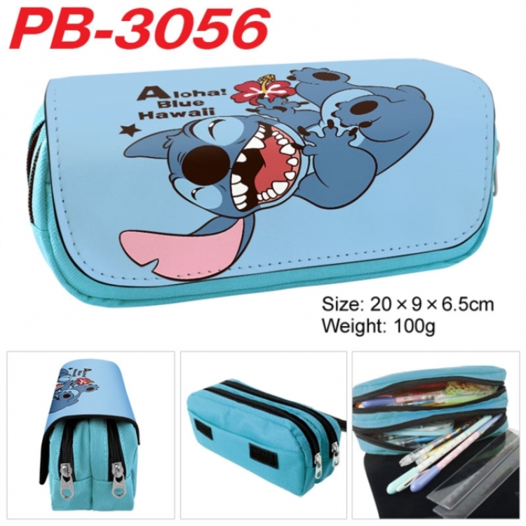 Lilo & Stitch Anime double-layer pu leather printing pencil case 20x9x6.5cm