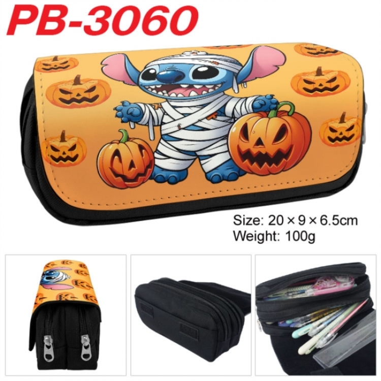 Lilo & Stitch Anime double-layer pu leather printing pencil case 20x9x6.5cm