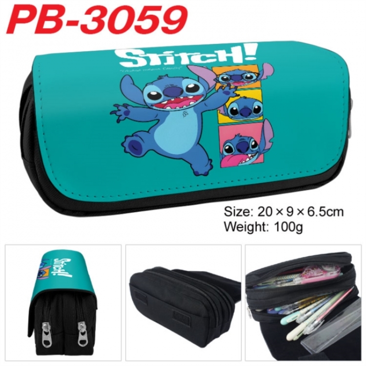 Lilo & Stitch Anime double-layer pu leather printing pencil case 20x9x6.5cm