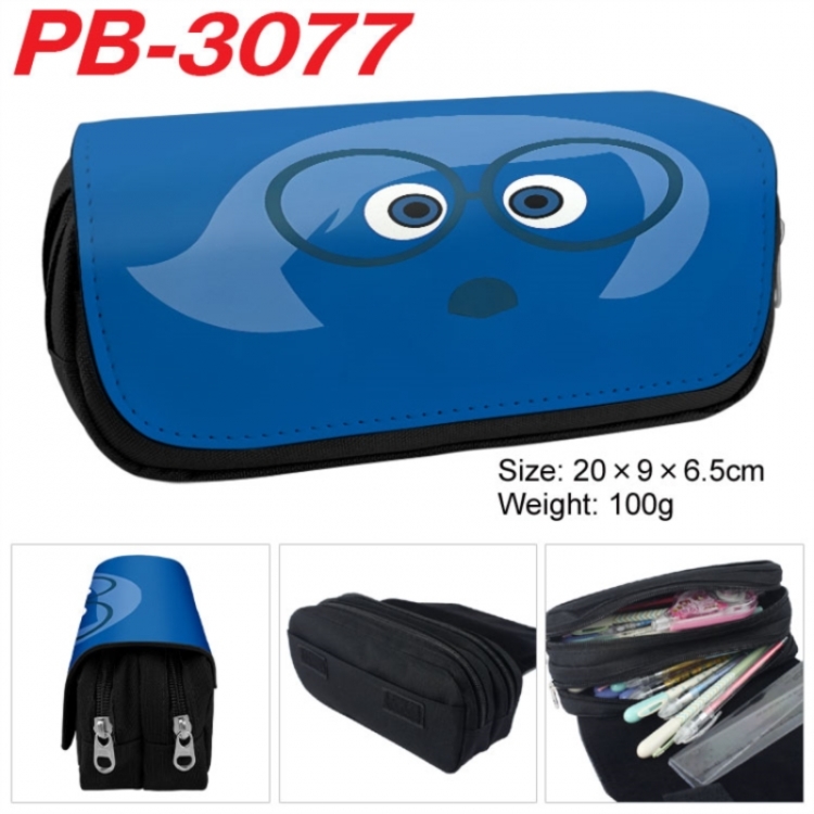 Inside Out Anime double-layer pu leather printing pencil case 20x9x6.5cm