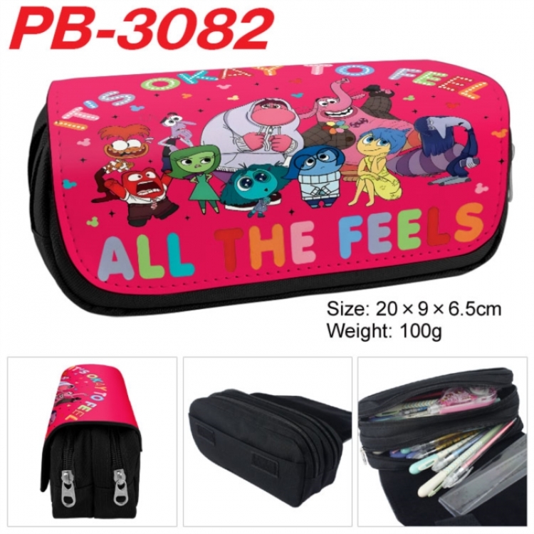 Inside Out Anime double-layer pu leather printing pencil case 20x9x6.5cm