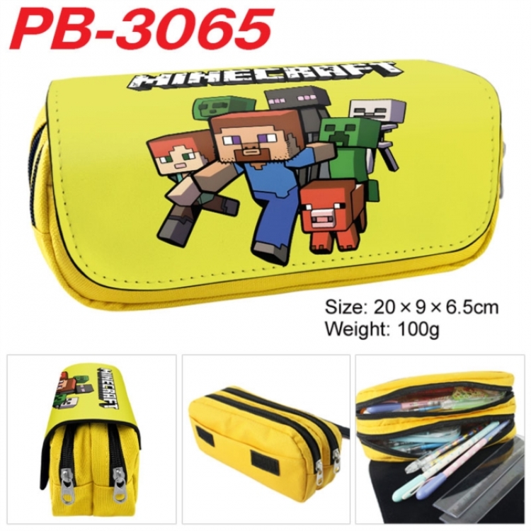 Minecraft Anime double-layer pu leather printing pencil case 20x9x6.5cm