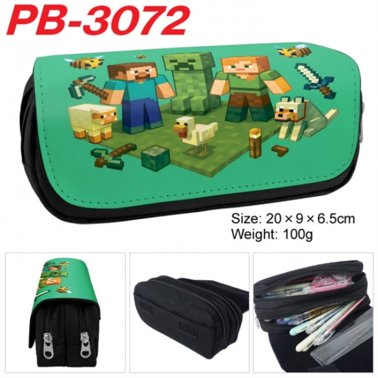 Minecraft Anime double-layer pu leather printing pencil case 20x9x6.5cm