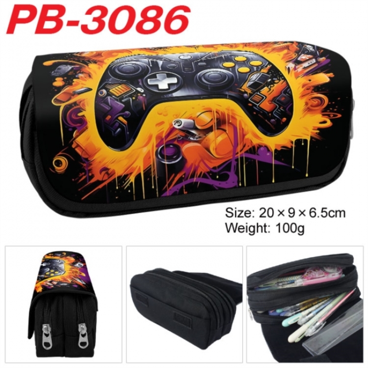 GamePad Anime double-layer pu leather printing pencil case 20x9x6.5cm