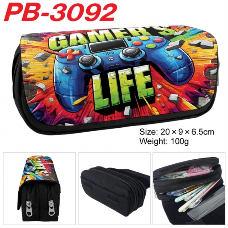 GamePad Anime double-layer pu leather printing pencil case 20x9x6.5cm