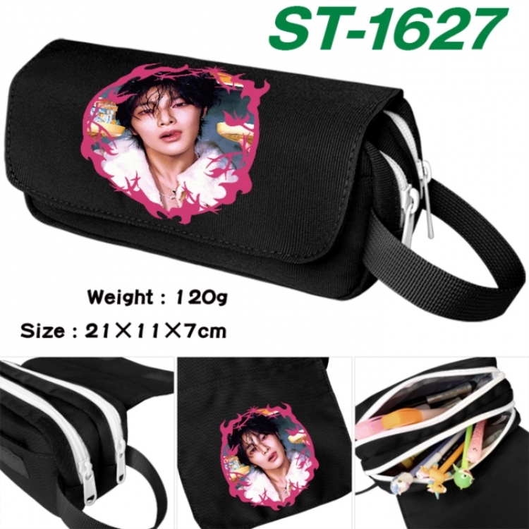 StrayKids Anime waterproof canvas portable double-layer pencil bag cosmetic bag 21x11x7cm
