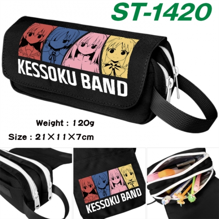 BOCCHI THE ROCK! Anime waterproof canvas portable double-layer pencil bag cosmetic bag 21x11x7cm