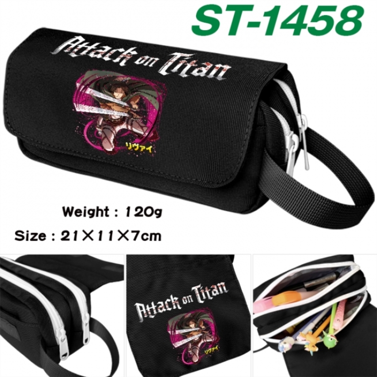 Shingeki no Kyojin Anime waterproof canvas portable double-layer pencil bag cosmetic bag 21x11x7cm
