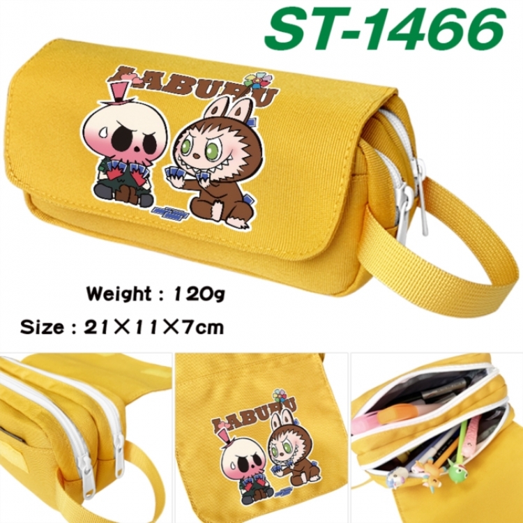 Labubu Anime waterproof canvas portable double-layer pencil bag cosmetic bag 21x11x7cm