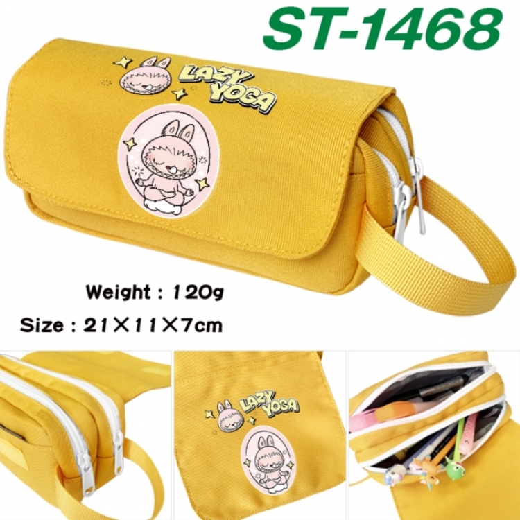 Labubu Anime waterproof canvas portable double-layer pencil bag cosmetic bag 21x11x7cm