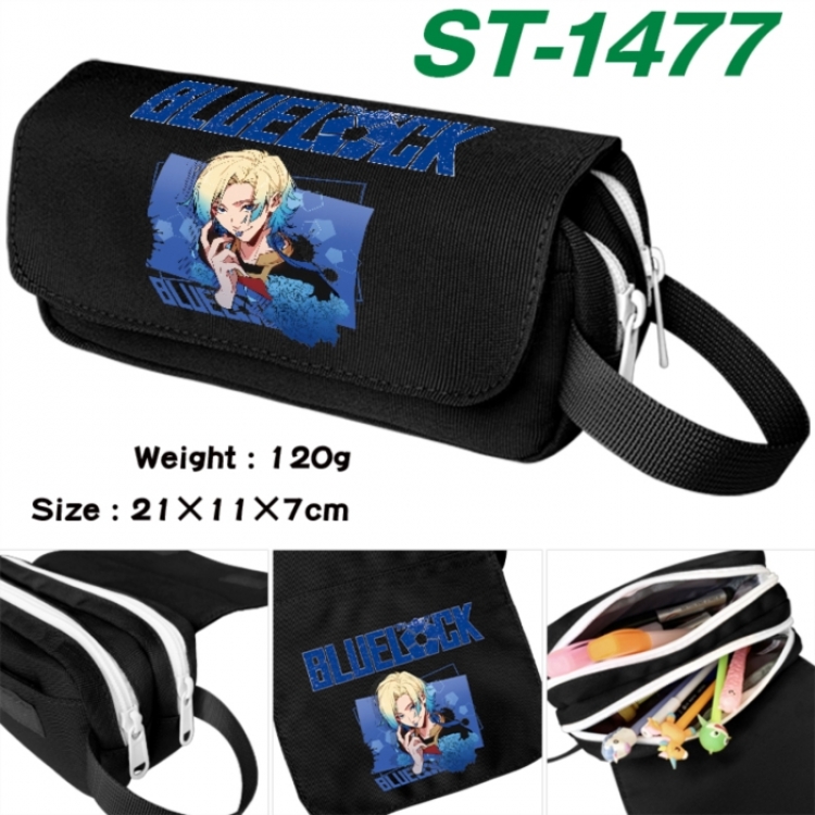 BLUE LOCK Anime waterproof canvas portable double-layer pencil bag cosmetic bag 21x11x7cm