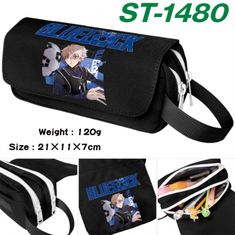 BLUE LOCK Anime waterproof canvas portable double-layer pencil bag cosmetic bag 21x11x7cm