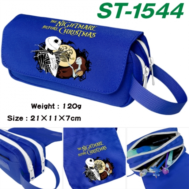 The Nightmare Before Christmas Anime waterproof canvas portable double-layer pencil bag cosmetic bag 21x11x7cm
