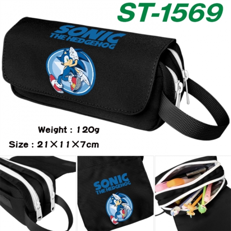 Sonic The Hedgehog Anime waterproof canvas portable double-layer pencil bag cosmetic bag 21x11x7cm