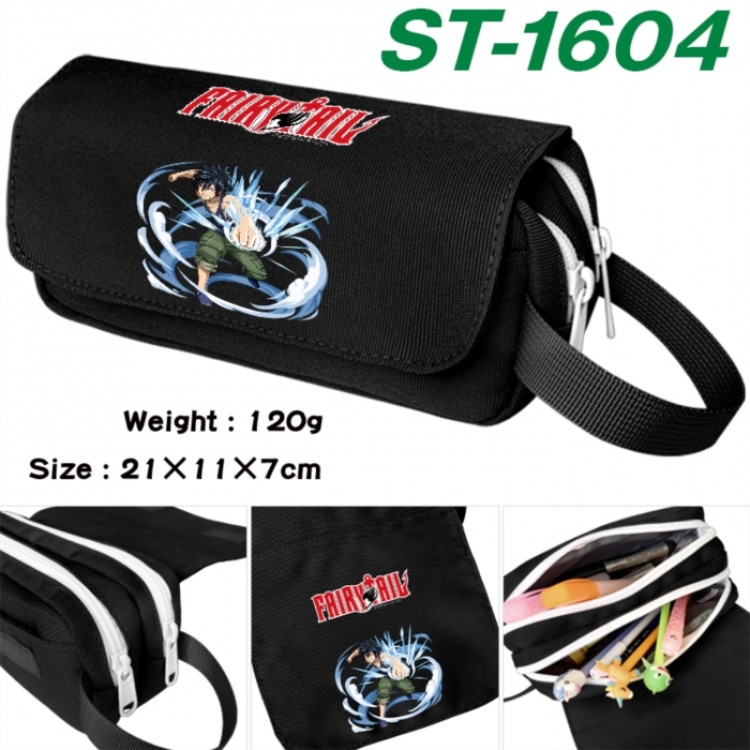 Fairy tail Anime waterproof canvas portable double-layer pencil bag cosmetic bag 21x11x7cm