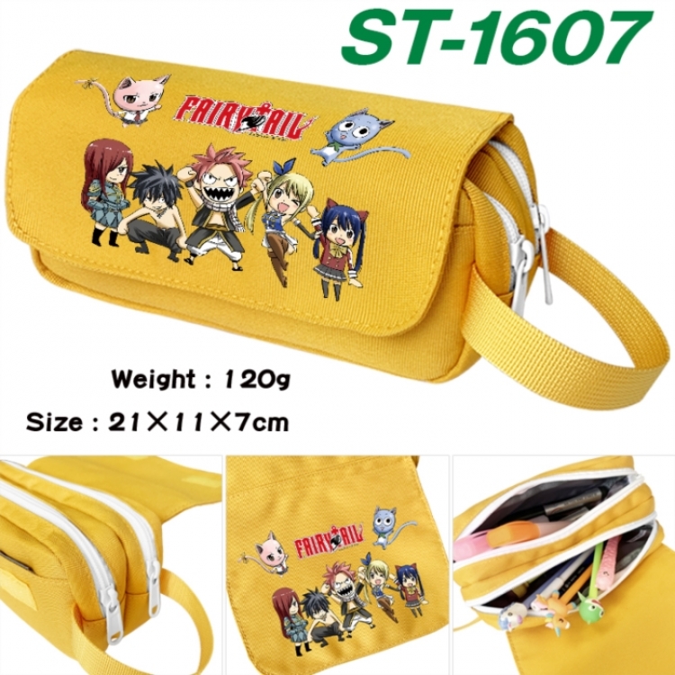 Fairy tail Anime waterproof canvas portable double-layer pencil bag cosmetic bag 21x11x7cm