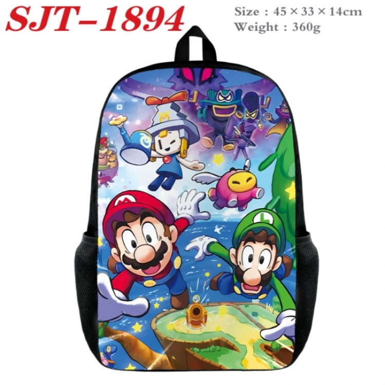 Super Mario Anime nylon canvas backpack student backpack 45x33x14cm