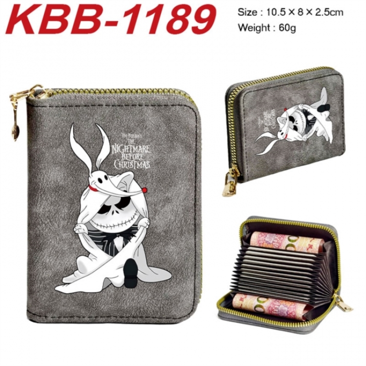 The Nightmare Before Christmas Anime-themed bank card zipper cardholder with dimensions 10.5x8x2.5cm
