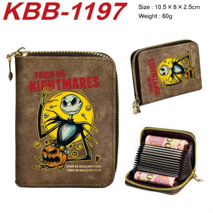 The Nightmare Before Christmas Anime-themed bank card zipper cardholder with dimensions 10.5x8x2.5cm