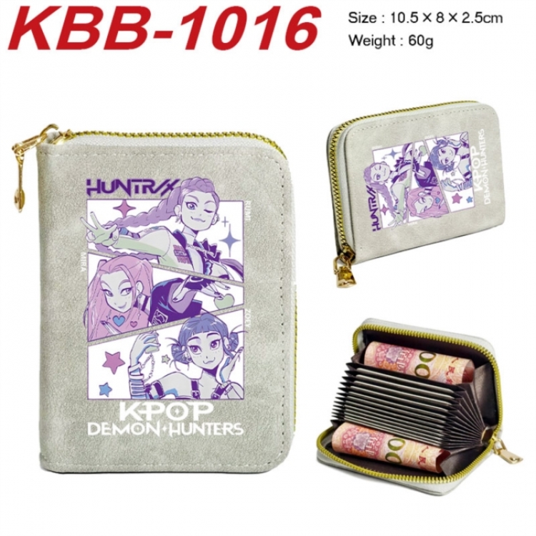 K-Pop:Demon Hunters Anime-themed bank card zipper cardholder with dimensions 10.5x8x2.5cm