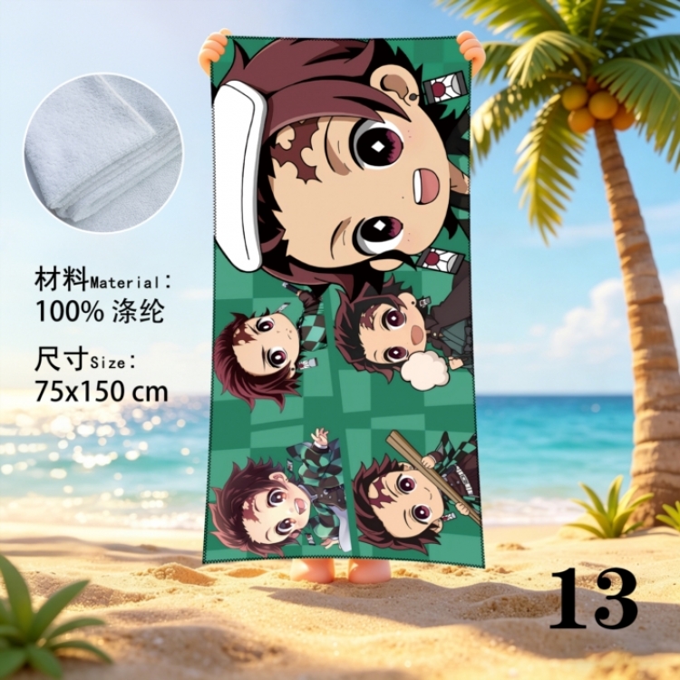 Demon Slayer Kimets Anime peripheral beach towel sweatshirt 75x150cm