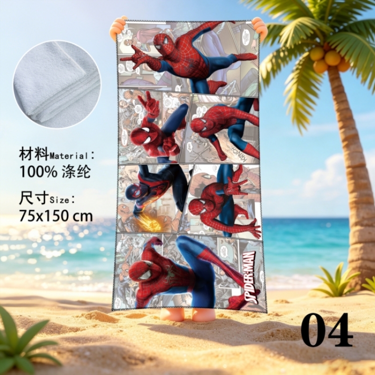 Spiderman Anime peripheral beach towel sweatshirt 75x150cm