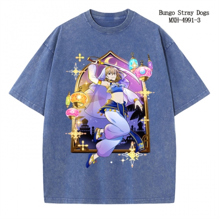 Bungo Stray Dogs Anime peripheral pure cotton washed and worn T-shirt from S to 2XL