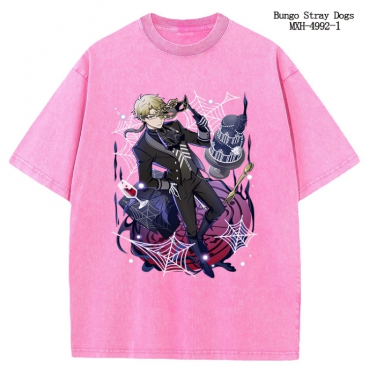 Bungo Stray Dogs Anime peripheral pure cotton washed and worn T-shirt from S to 2XL