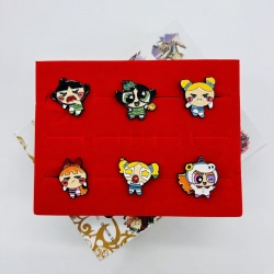 The Powerpuff Girls Anime peripheral badge brooch box  a set of 6 pieces