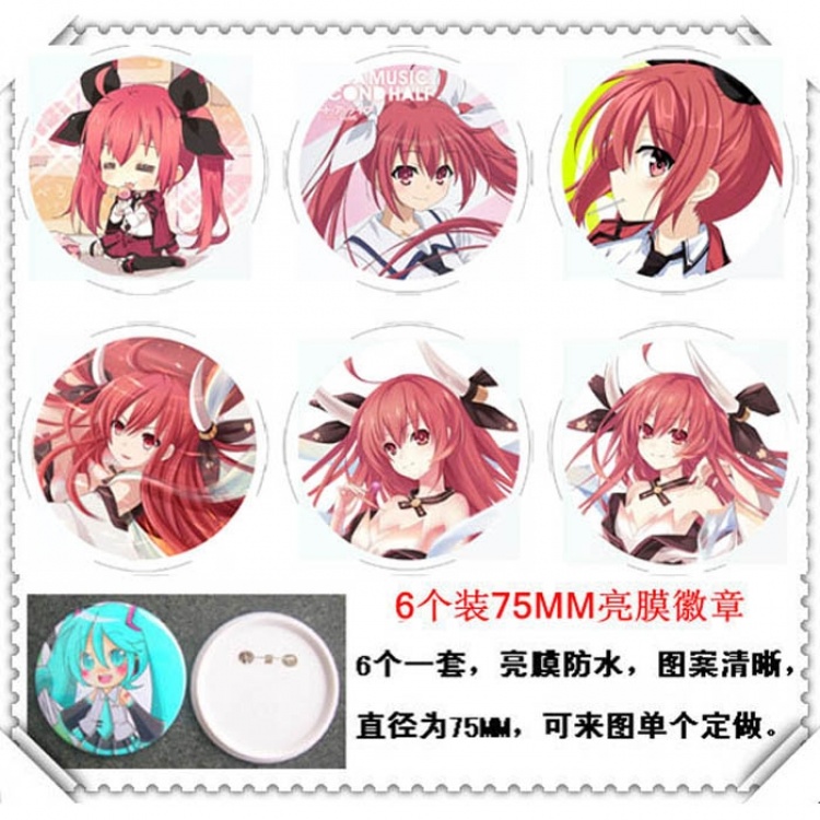 Date-A-Live Water-proof Brooch 6 pcs a set random selection