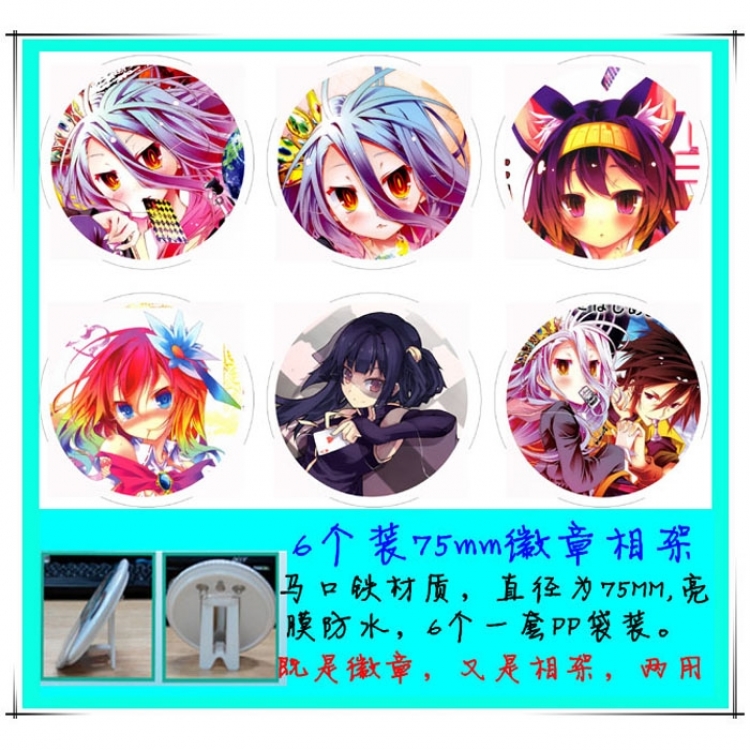 NO GAME NO LIFE  Photo frame 75MM 6 pcs for 1 set