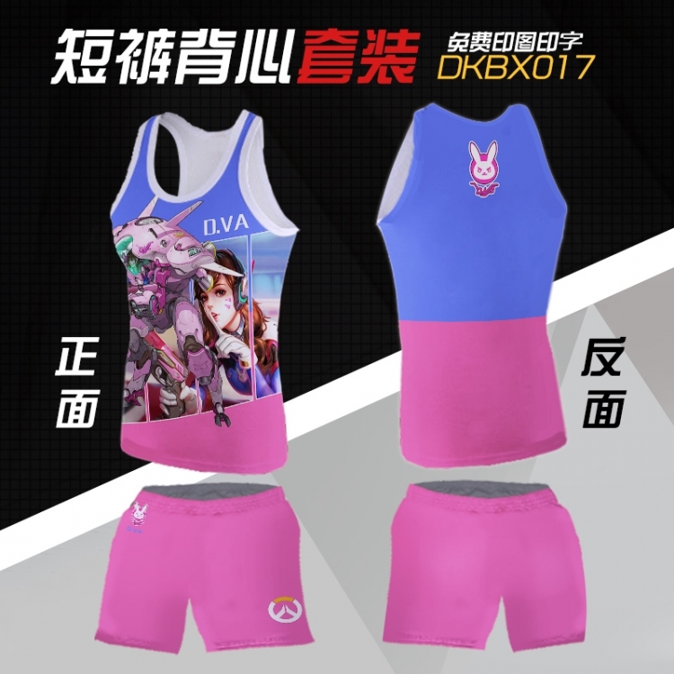 Overwatch D.VA Mesh cloth shorts vest   A set of clothes S M L  XL  XXL
