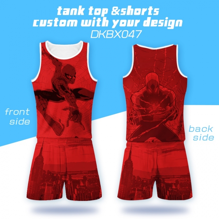 SpiderMan  Mesh cloth shorts vest   A set of clothes S M L  XL  XXL