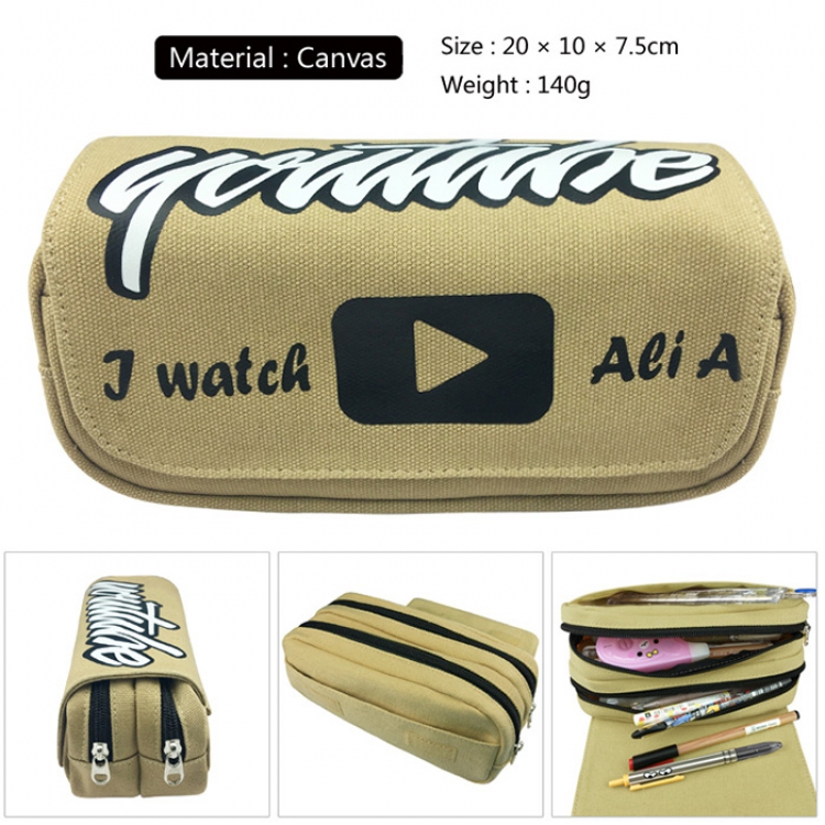 Pencil Bag Youtube Canvas Double Decker Zipper